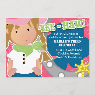 Cowgirl Birthday Invitation Blonde