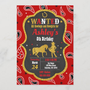 Cowgirl Birthday Invitation / Western / Glitter