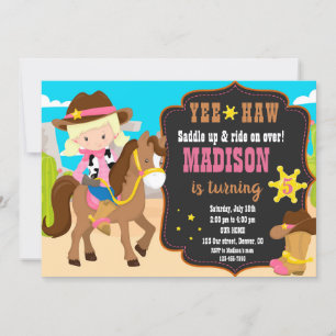 Cowgirl birthday invitation Western invitation