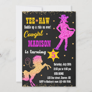 Cowgirl birthday invitation Western invitation