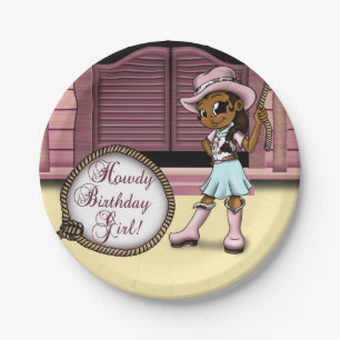 "Cowgirl Birthday Paper Plates 7"