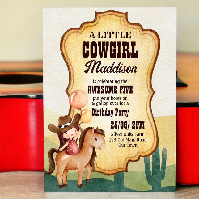 Cowgirl birthday party horse wild and free invitation (Creator Uploaded)