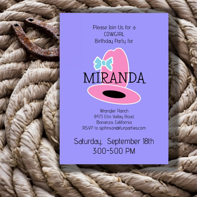 Cowgirl Birthday Party Invitation (Creator Uploaded)