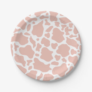 Cowgirl Birthday Party Pink Cow Print Paper Plate