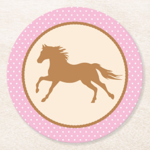 Cowgirl Birthday Party Round Paper Coaster