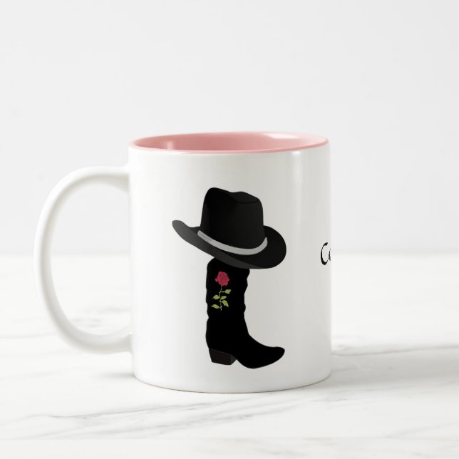 Cowgirl Black Hat & Boot Two-Tone Coffee Mug (Left)