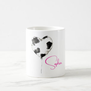 Cowgirl Black White Cow Heart Balloon Coffee Mug