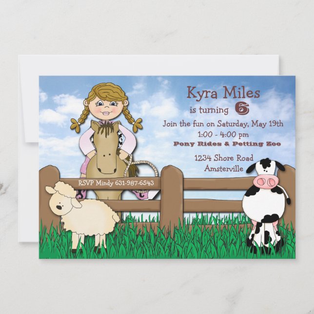 Cowgirl Blonde Farm Invitation (Front)