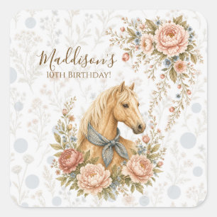 Cowgirl Blue Birthday Square Sticker