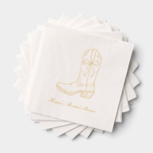 Cowgirl Boot Coquette Bow Gold Stamped Napkins
