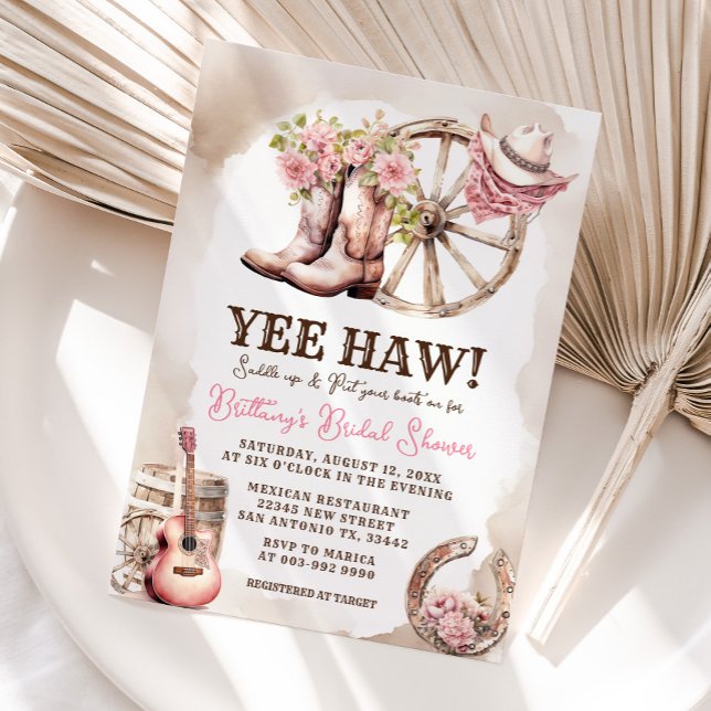 Cowgirl Boot Floral Western Bridal Shower Invitation (Creator Uploaded)