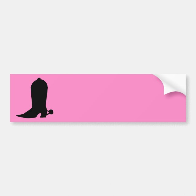 Cowgirl Boot Silhouette on Pink Bumper Sticker (Front)