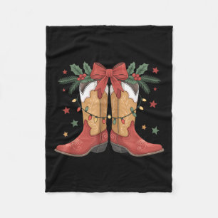 Cowgirl Boot Western Christmas Lights Country Wome Fleece Blanket