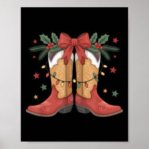 Cowgirl Boot Western Christmas Lights Country Wome Poster