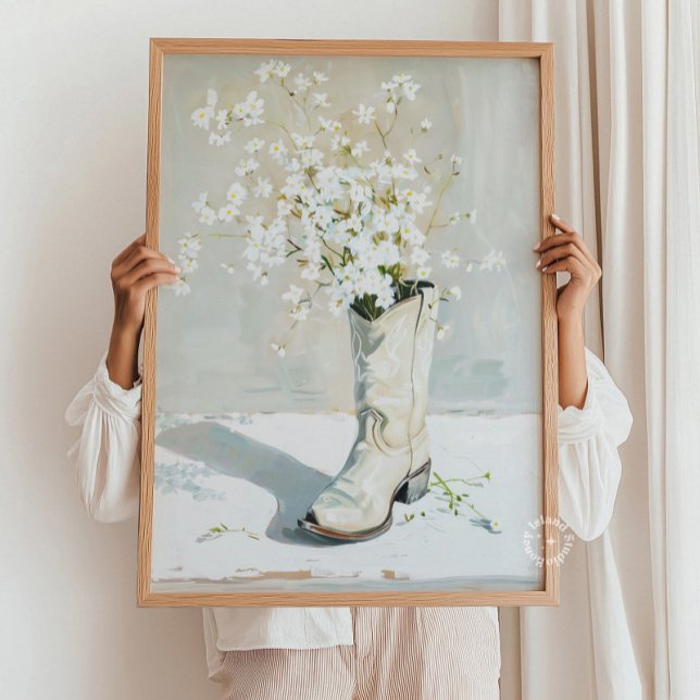 Cowgirl Boot With Flowers Painting Poster (Creator Uploaded)