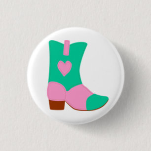 Cowgirl Boot with heart design 3 Cm Round Badge