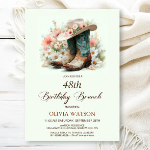 Cowgirl Boots and Hat Any Age Birthday Brunch Invitation