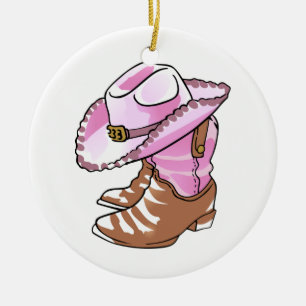 Cowgirl Boots and Hat Ceramic Ornament