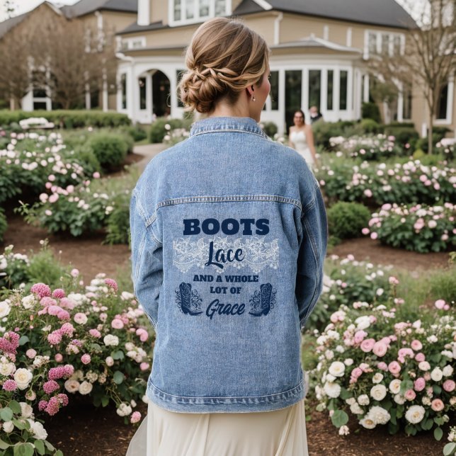 Cowgirl Boots and Lace Denim Jacket (Wedding Back)