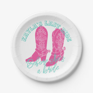 Cowgirl boots bachelorette design paper plate
