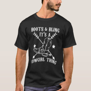 Cowgirl Boots Bling Cute Flower Love Country T-Shirt
