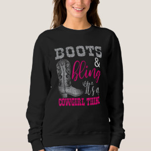 Cowgirl Boots Bling Women Cute Love Country Life Sweatshirt