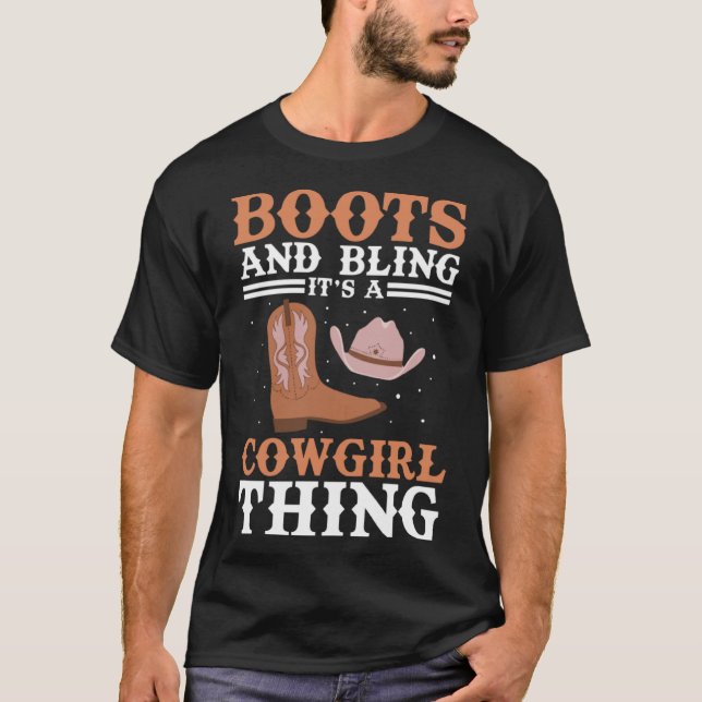 Cowgirl Boots Bling Women Cute Love Country Life T-Shirt (Front)