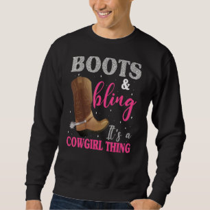 Cowgirl Boots Bling Women Cute Western Country Sweatshirt