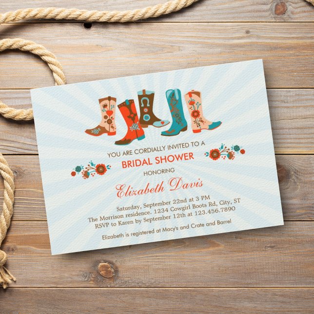 Cowgirl Boots Bridal Shower Invitation (Creator Uploaded)