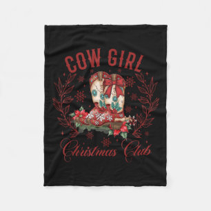 Cowgirl Boots Coquette Xmas Bow Western Howdy Chri Fleece Blanket