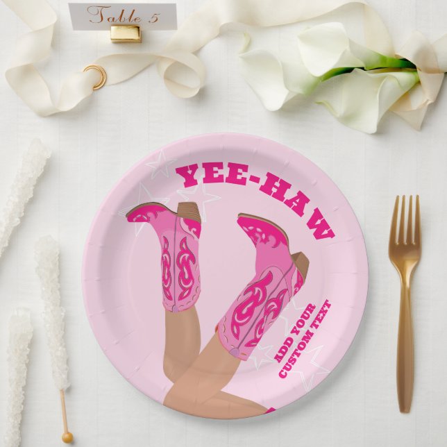 Cowgirl Boots Custom Personalised Paper Plate (Wedding)