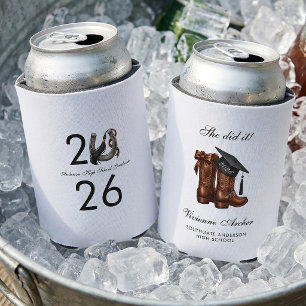 Cowgirl Boots & Graduation Cap Party Can Cooler