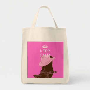 COWGIRL boots hat pink keep calm Tote Bag