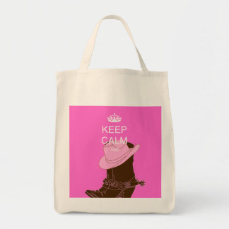 COWGIRL boots hat pink keep calm Tote Bag