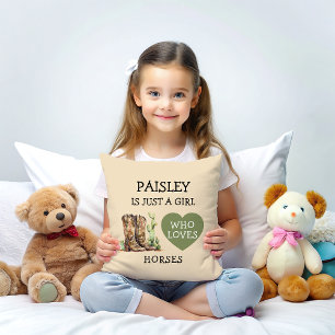 Cowgirl Boots Just a Girl who loves horses Cushion