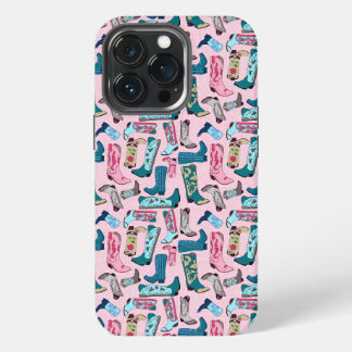 cowgirl boots on pink iPhone 13 pro case