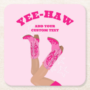 Cowgirl Boots  Square Paper Coaster