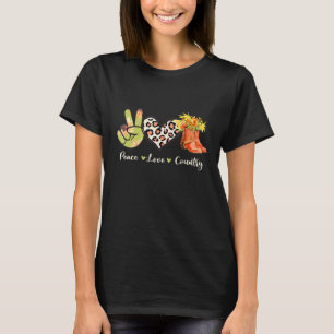 Cowgirl Boots Sunflower Leopard Country Western Vi T-Shirt