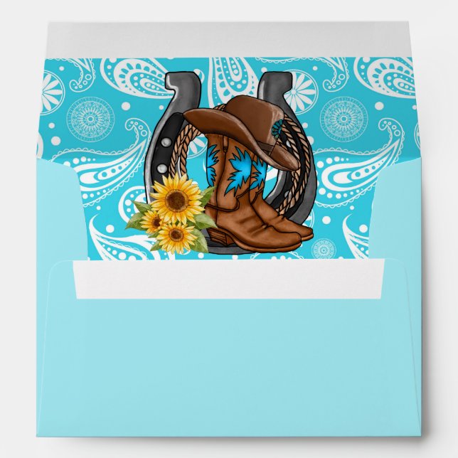 Cowgirl Boots Sunflowers Bandanna Hat Envelope (Back (Bottom))
