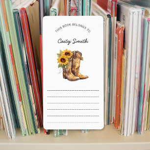 Cowgirl Boots sunflowers library bookplates