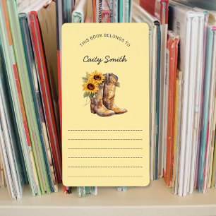 Cowgirl Boots sunflowers library bookplates