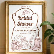 Cowgirl Boots Western Bridal Shower Welcome Sign