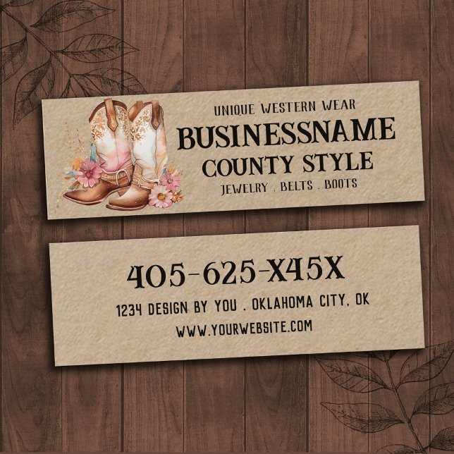 Cowgirl Boots Western Theme Mini Business Card (Creator Uploaded)