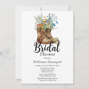 Cowgirl Boots Wildflowers Bridal Shower  Invitation
