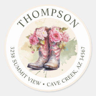 Cowgirl Boots With Flowers Return Address Labels