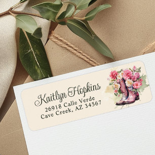 Cowgirl Boots With Flowers Return Address Labels