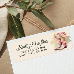 Cowgirl Boots With Flowers Return Address Labels