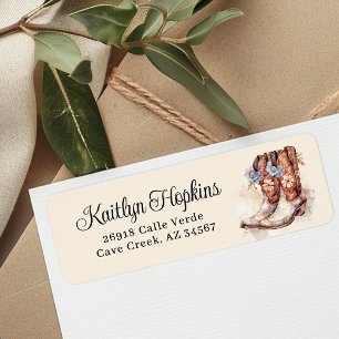Cowgirl Boots With Flowers Return Address Labels