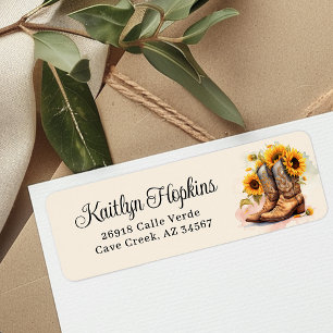 Cowgirl Boots With Sunflowers Return Address Label