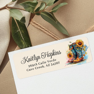 Cowgirl Boots With Sunflowers Return Address Label
